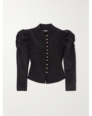 BATSHEVA Song Faux Pearl-Embellished Faille Blouse - Black