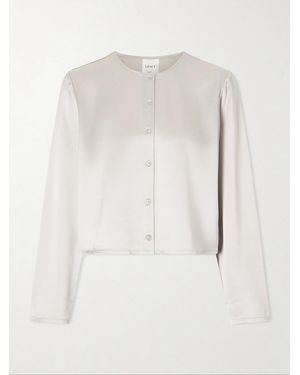 Leset Barb Cropped Satin Cardigan - White