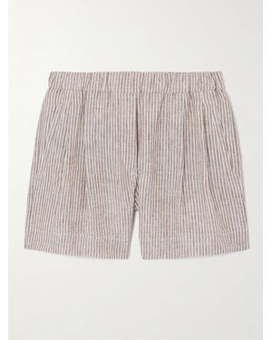 Brunello Cucinelli Shorts Aus Gestreiftem Leinen - Weiß