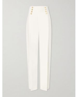 Carolina Herrera Alba Cotton-Blend Wide-Leg Trousers - White