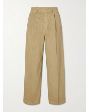 AURALEE Garment-Dyed Cotton-Twill Wide-Leg Pants - Natural