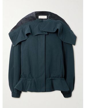 Dries Van Noten Oversized Cropped Quilted Shell-Trimmed Cotton-Canvas Bomber Jacket - Blue