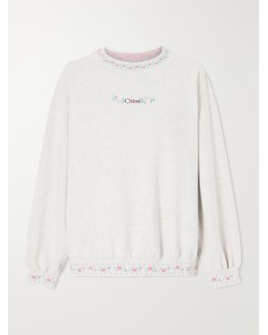 Chloé Logo-Embroidered Scalloped Cotton-Jersey Sweatshirt - White