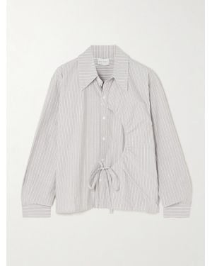Deiji Studios Arch Hemd Aus Gestreifter Biobaumwollpopeline Zum Binden - Weiß