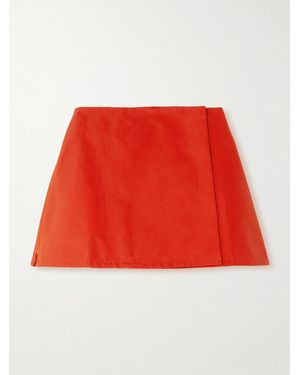 Tolu Coker Pleated Coated-Cotton Mini Wrap Skirt - Red