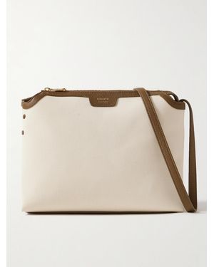 KHAITE Lina Mittelgroße Schultertasche Aus Canvas Mit Strukturierten Lederbesätzen - Natur