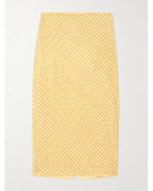 Veronica Beard Jupe Midi En Crêpe De Chine À Ornements Allora - Jaune