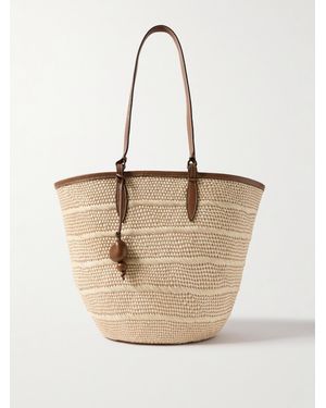 Hunting Season Basket Mittelgroße Tote Aus Bast Der Iraca-Palme Mit Lederbesätzen - Natur