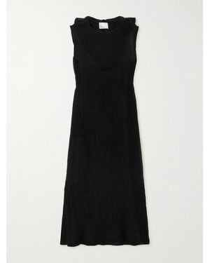 Lisa Marie Fernandez Net Sustain Column Hooded Linen-Blend Gauze Maxi Dress - Black