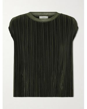 JOSEPH Cedre Plissé Satin Blouse - Green