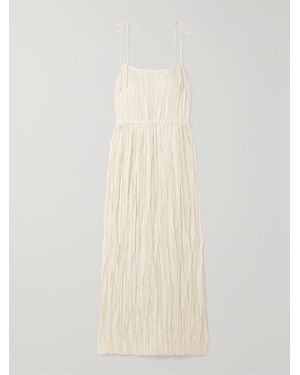 Ulla Johnson Orla Plissé-Satin Midi Dress - White