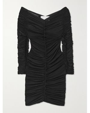 AZ FACTORY Ester Manas Ruched Stretch-Mesh Mini Dress - Black