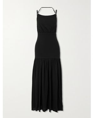 Bassike Net Sustain Open-Back Panelled Organic-Cotton Jersey Maxi Dress - Black