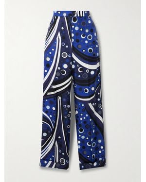 Emilio Pucci Hose Mit Geradem Bein Aus Bedrucktem Seiden-Twill - Blau