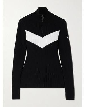 Fusalp Andromede Rippstrickpullover Mit Kurzem Reißverschluss Und Streifen - Schwarz