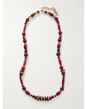Saint Laurent Loulou-Tone, Carnelian And Jasper Necklace - Red