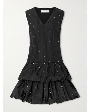 Sea Alberta Tiered Faux Pearl-Embellished Taffeta Mini Dress - Black