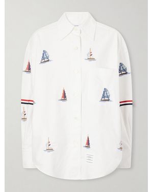 Thom Browne Embroidered Cotton Shirt - Natural