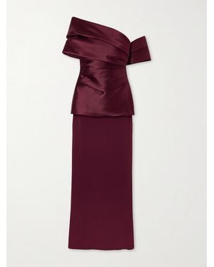 Solace London Lucine Off-The-Shoulder Satin-Twill Gown - Purple