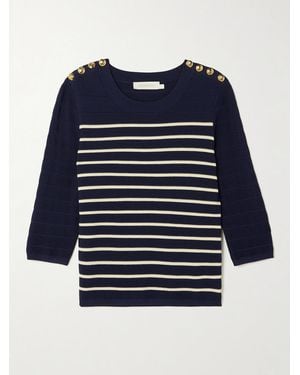 Zimmermann Luna Button-Detailed Striped Jumper - Blue