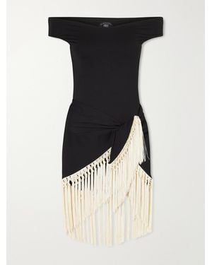 Taller Marmo Mini Romy Fringed Off-The-Shoulder Swimsuit - Black
