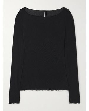 Skims Long Sleeve Boatneck Top - Black