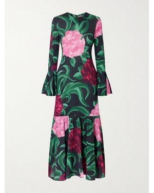 La DoubleJ Alba Floral-Print Stretch-Jersey Maxi Dress - White