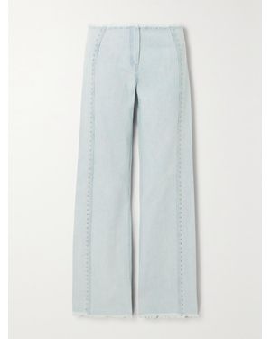 Siedres Giny Frayed Embellished High-Rise Wide-Leg Jeans - Blue