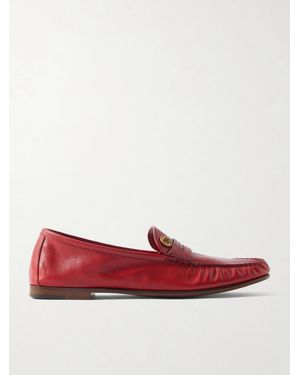 Versace Embellished Leather Loafers - Rot