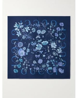 Gucci Printed Silk-Twill Scarf - Blue