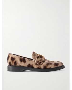 Chloé Marcie Leopard-Print Velvet Loafers - Brown