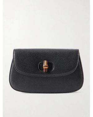 Gucci Bamboo 1947 Textured-Leather Clutch - Schwarz