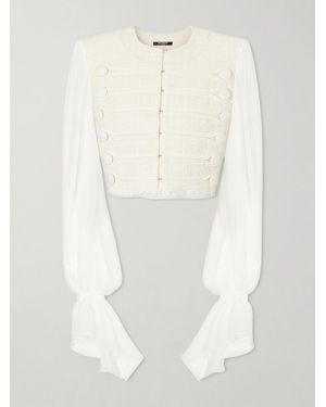 Balmain Brandebourg Tweed Blouse - White