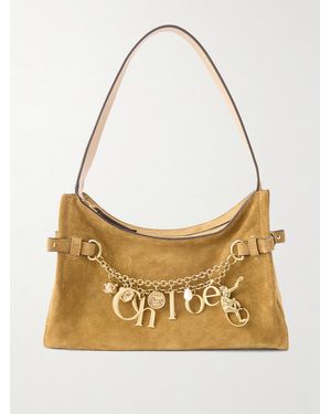 Chloé Embellished Suede Shoulder Bag - Metallic