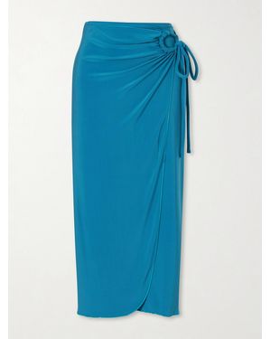 Max Mara Beachwear Gathered Jersey Wrap-Effect Maxi Skirt - Blue