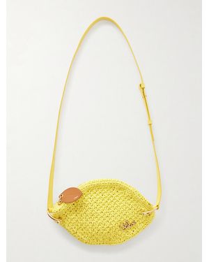 Chloé Tropicus Embellished Leather-Trimmed Woven Shoulder Bag - Yellow