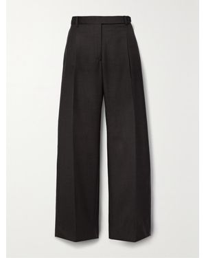 Brioni Pleated Wool Straight-Leg Trousers - Black