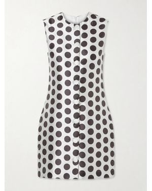 D'Estree Camille Polka-Dot Satin Mini Dress - White