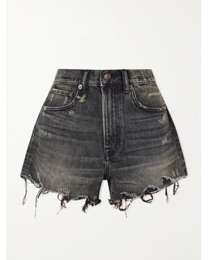 R13 Distressed Denim Shorts - Gray