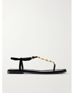 NODALETO Nodstalgia Gemma Crystal-Embellished Velvet Thong Sandals - Black