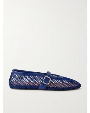 Alaïa Patent Leather-Trimmed Mesh Ballet Flats - Blue