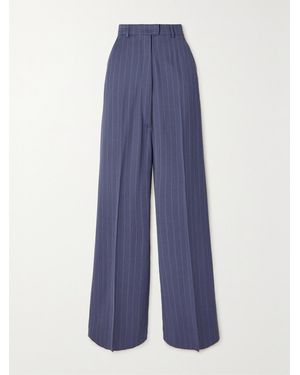 Acne Studios Pinstriped Woven Wide-Leg Pants - Blue
