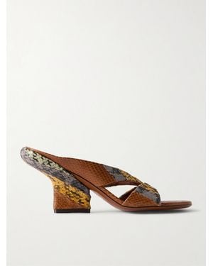 Dries Van Noten Snake-Effect Leather Sandals - Brown