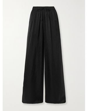 AZ FACTORY Lutz Huelle Satin-Jacquard Wide-Leg Trousers - Black
