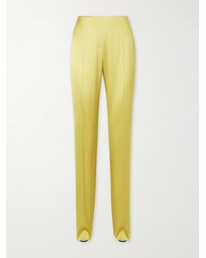 Valentino Garavani Silk-Blend Duchesse Straight-Leg Trousers - Yellow