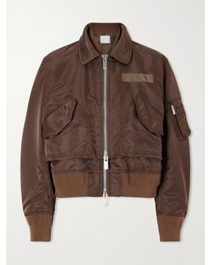 Sacai Cropped Padded Shell Bomber - Brown