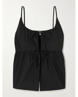 Deiji Studios Tie-Detailed Organic Cotton-Poplin Top - Black