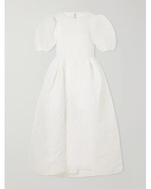 Cecilie Bahnsen Crinkled Papillon Matelassé Midi Dress - White