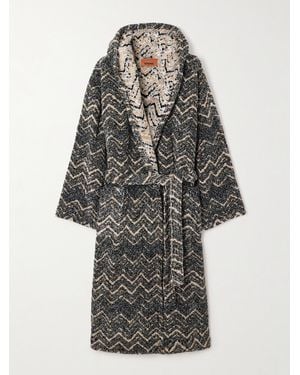 Missoni Hooded Striped Cotton-Terry Robe - Brown