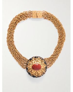Chloé Goldfarbener Choker Mit Jaspis Und Marmor - Weiß